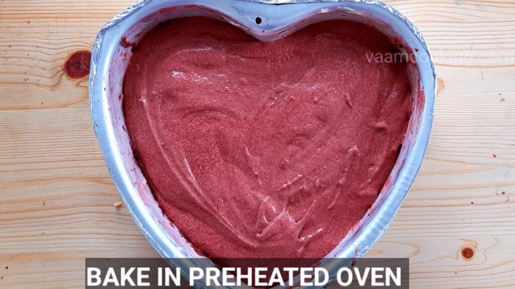 eggless-red-velvet-cake-bake-in-preheated-oven
