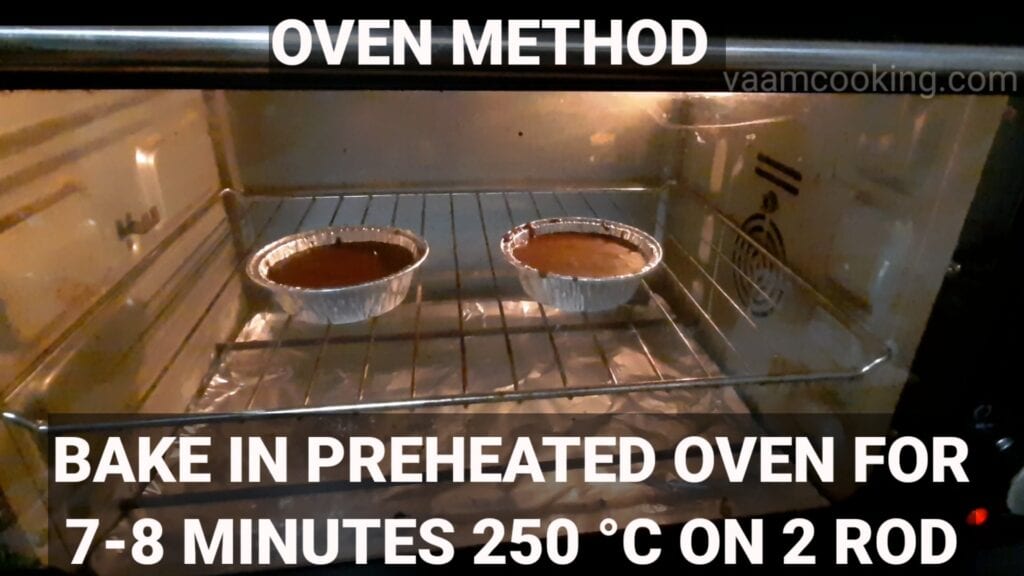 choco-lava-cake in oven