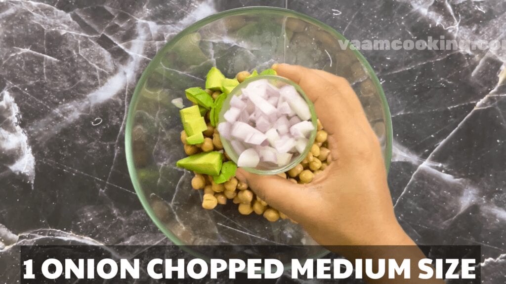Chickpea Salad Recipe with Avocado onion chopped